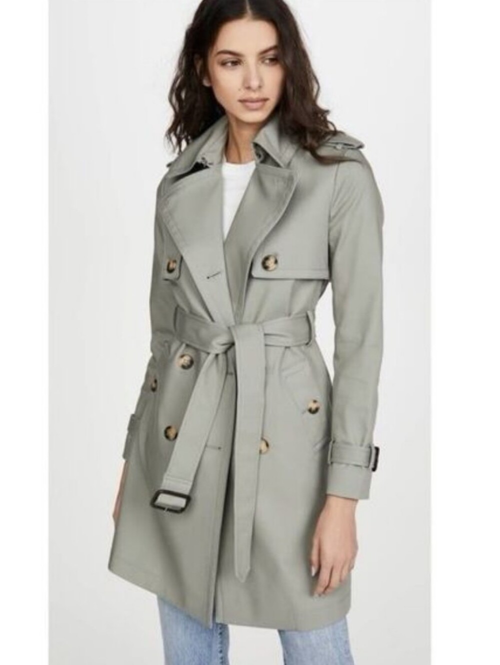 Club Monaco Light Sage Double-Breasted Trench Coat SZ S/P New With Tags